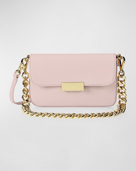 Gigi New York Pink Edie Flap Leather Shoulder Bag
