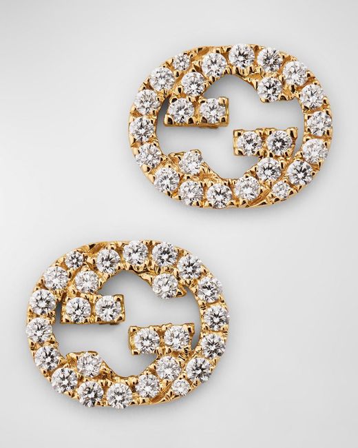 Gucci Metallic Diamond Interlocking G Stud Earrings