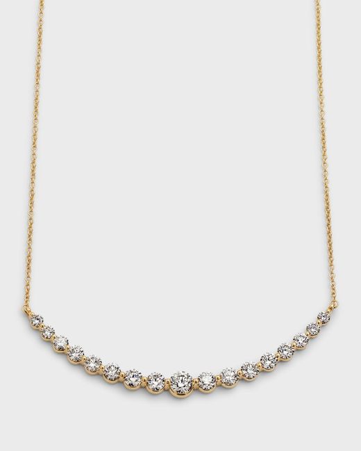 Neiman Marcus White 18k Yellow Gold 17 Round Diamond Smiley Necklace