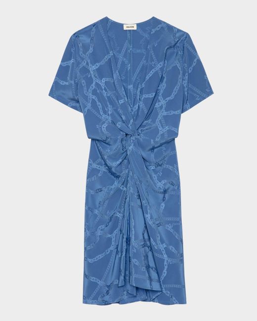 Zadig & Voltaire Blue Rozom Chain Jacquard Mini Dress