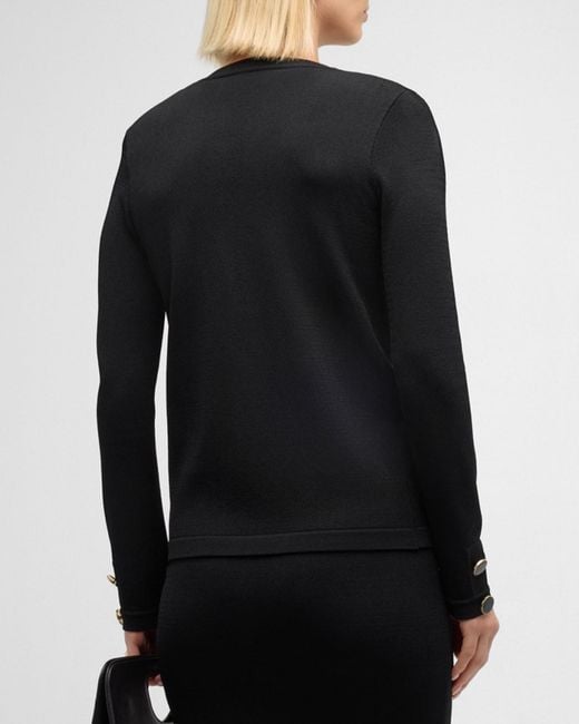 St. John Black Santiago Knit Button-Down Jacket