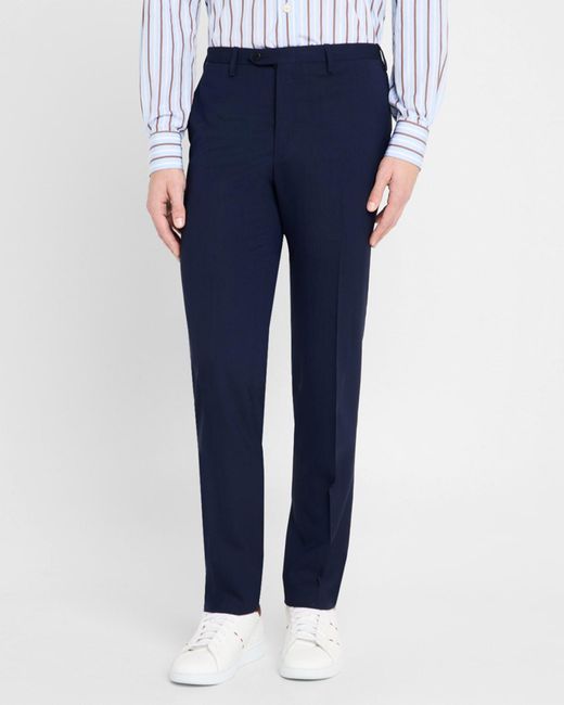 Kiton Blue Apos;S Solid Wool Twill Trousers for men