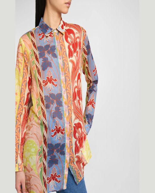 Etro Multicolor Wallpaper Cotton Voile Long-Sleeve Shirt