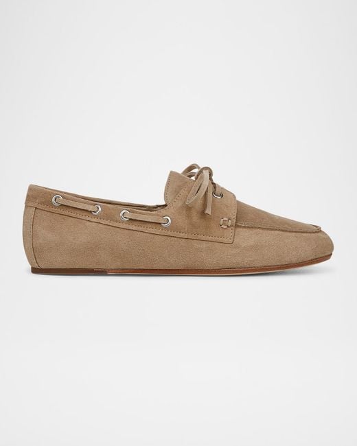 0700~Suede Boat Loafers with Bow