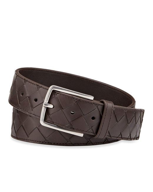 Bottega Veneta Brown Cintura Intrecciato Leather Belt for men