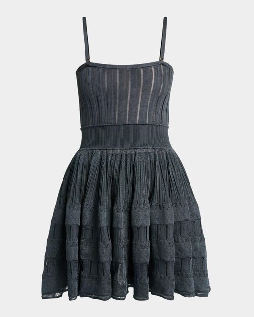 Alaïa Gray A-Line Crinoline Mini Dress With Removable Straps