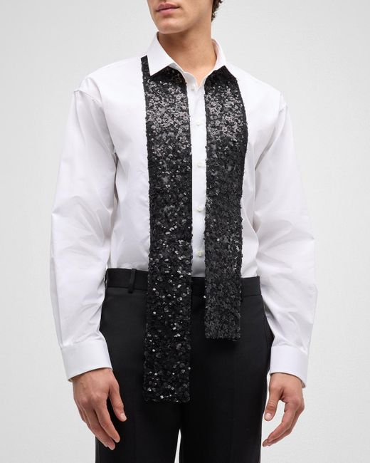 DSquared² White Tuxedo Shirt With Sheer Blossoms Scarf for men