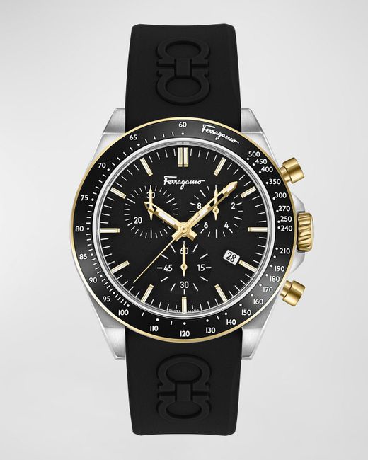 Ferragamo Black Urban Chronograph Silicone Strap Watch, 43mm for men