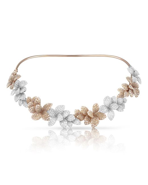 Pasquale Bruni Natural Stelle In Fiore Two-tone Diamond Pave Flower Necklace