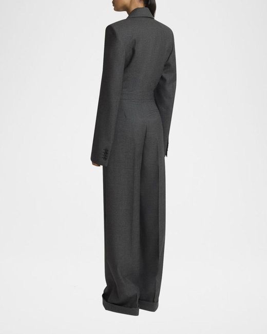 Givenchy Gray Wrap-Effect Grain De Poudre Wool Jumpsuit