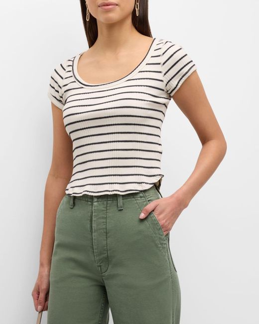 Mother Green The Itty Bitty Scoop Striped Tee