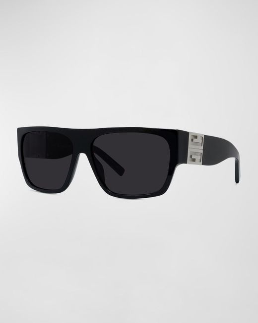 Givenchy Black 4G Acetate Rectangle Sunglasses for men