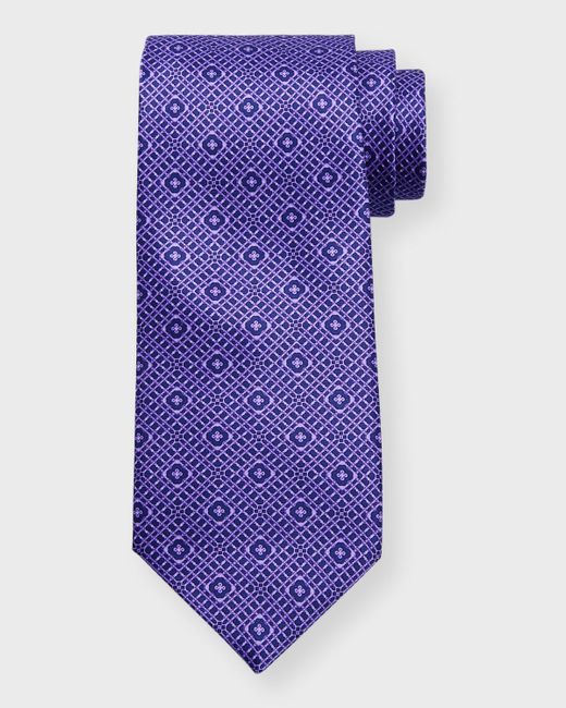 Stefano Ricci Purple Silk Medallion-print Tie for men