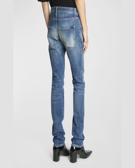Saint Laurent Blue Slim-Fit Faded Jeans for men