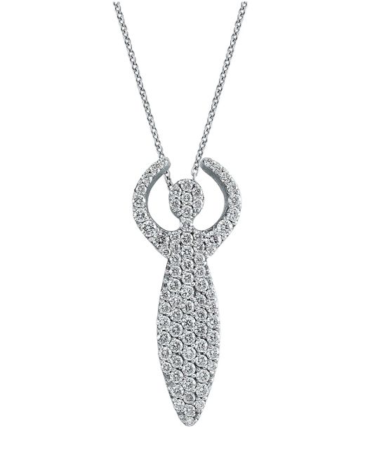 BeeGoddess Metallic 14k White Gold Diamond Goddess Necklace