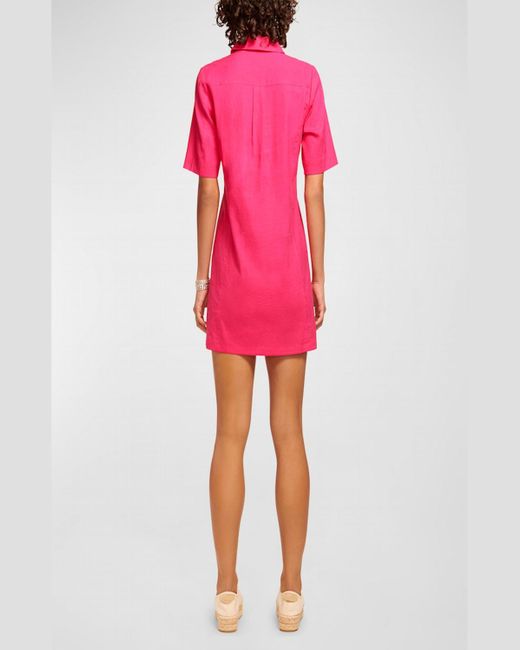Ramy Brook Pink Tunechi Linen Mini Shirtdress