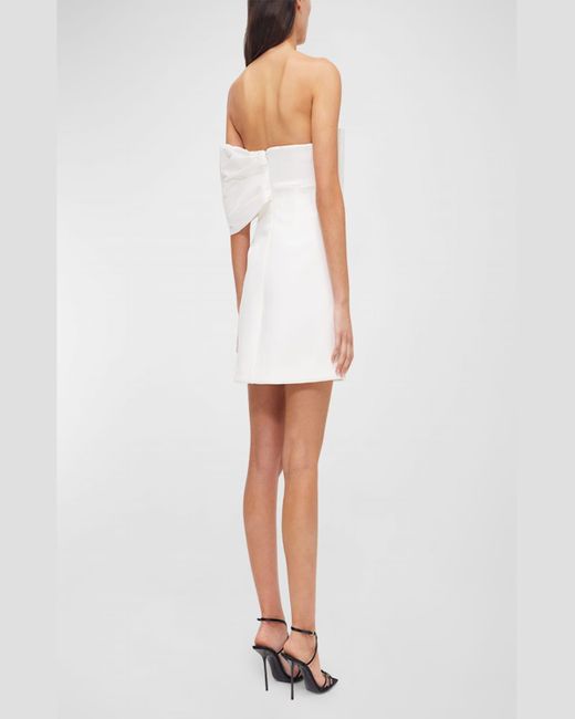 Rachel Gilbert White Kace Bow Off-The-Shoulder Mini Dress