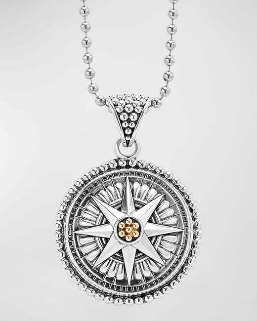 Lagos Metallic Signature Caviar Compass Necklace