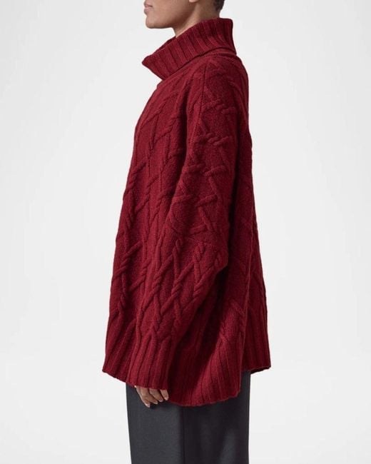 Eskandar Red Roll Neck Sweater
