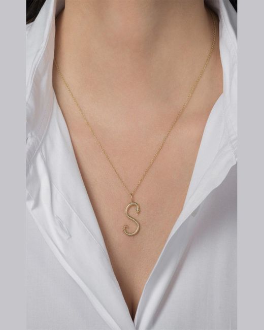 Zoe Lev Metallic 14K Snake Initial Necklace