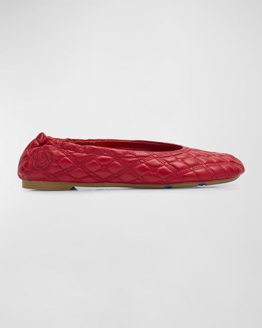 Burberry Red Sadler Quilted Lambskin Ballerina Flats