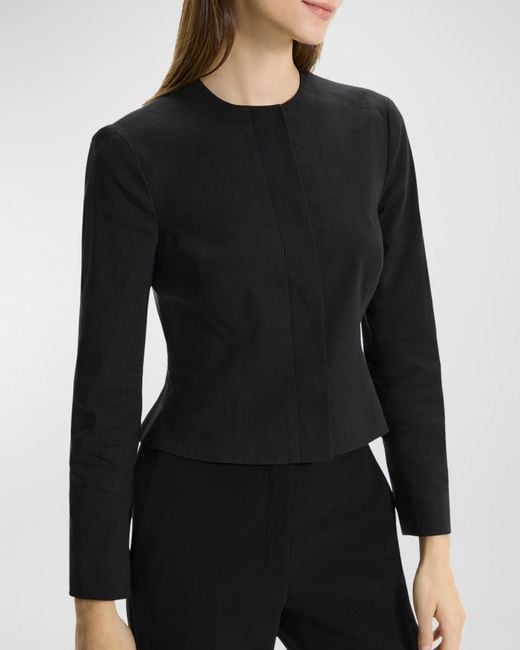 Theory Black Cropped Peplum Jacket