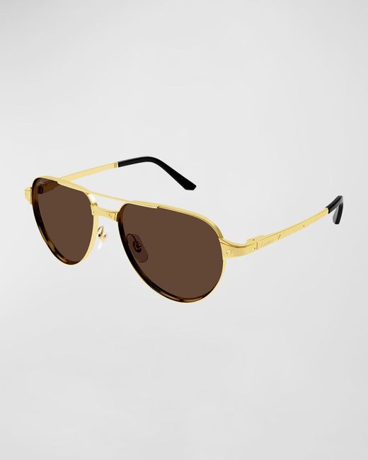 Cartier Brown Ct0425sm Metal Aviator Sunglasses for men