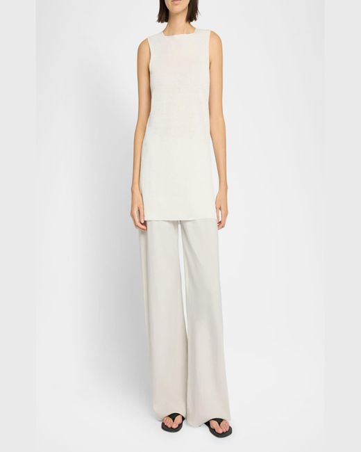 The Row White Jaylen Linen Sleeveless Tunic Top