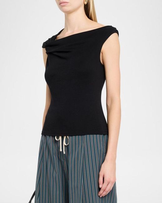 A.L.C. Black Cece Twisted Knit Tee