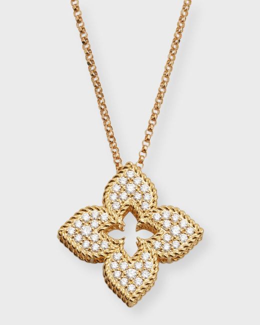 Roberto Coin Metallic 18k Yellow Gold Venetian Princess Diamond Pendant Necklace