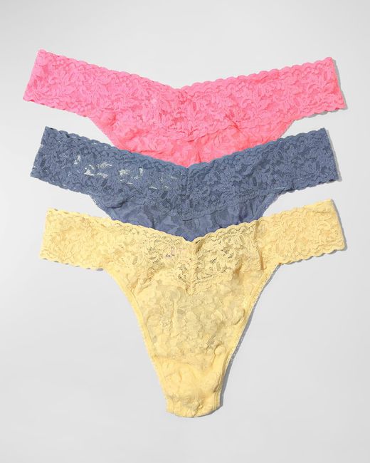 Hanky Panky 3-pack Original-rise Multicolor Lace Thongs in Pink
