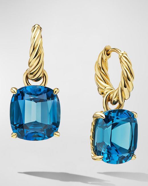 David Yurman Blue Marbella Hoop Earrings With Gemstone