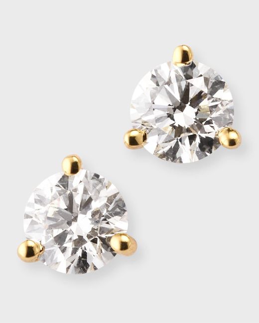 Neiman Marcus White 18k Gold Martini Diamond Stud Earrings