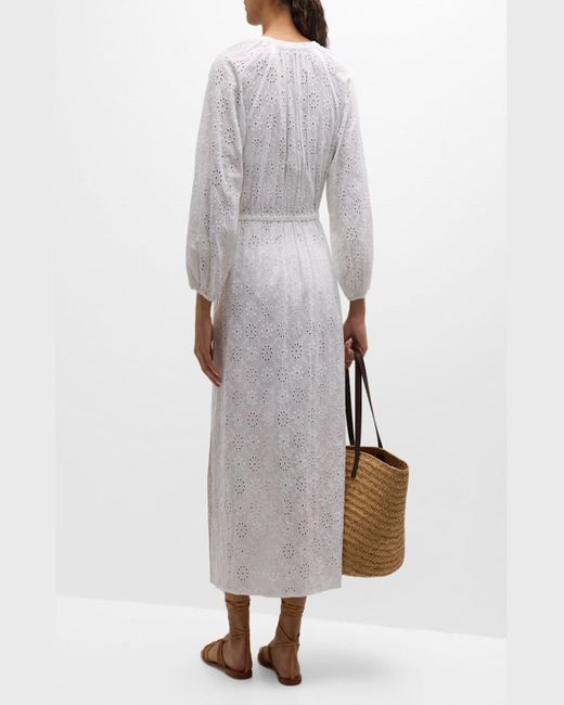 Tommy Bahama White Harbour Eyelet Button-Front Midi Dress