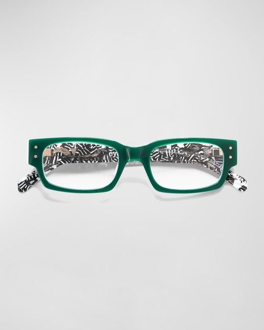 Eyebobs Metallic Peckerhead Rectangle Acetate Reader Glasses