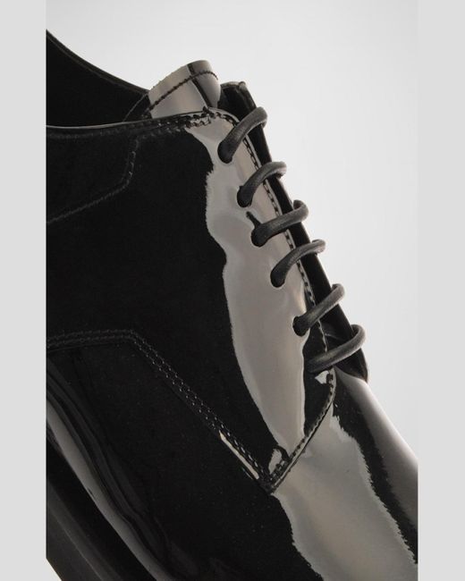 Les Hommes Black Metal Toe Patent Leather Oxfords for men