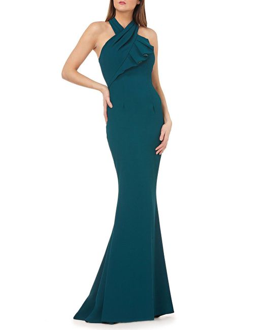 carmen marc valvo green dress