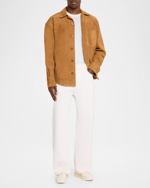 AMI Brown Apos;S Leather Button-Down Overshirt for men
