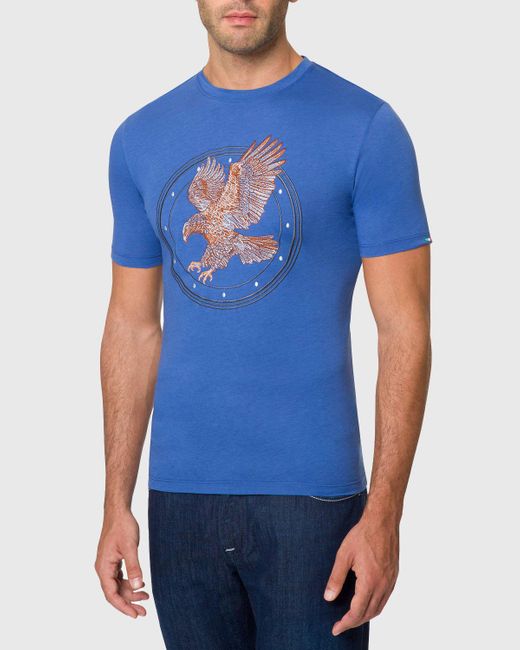 Stefano Ricci Blue Signature Eagle Graphic T-Shirt for men