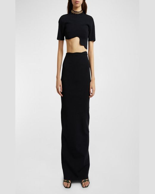Christopher Esber Blue Maparadita Ripple-Hem Crop Top