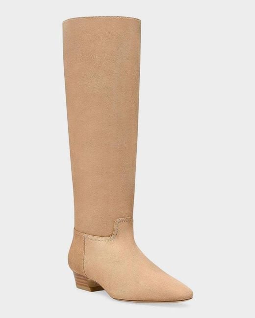 Stuart Weitzman White Stassi Suede Knee-High Boots