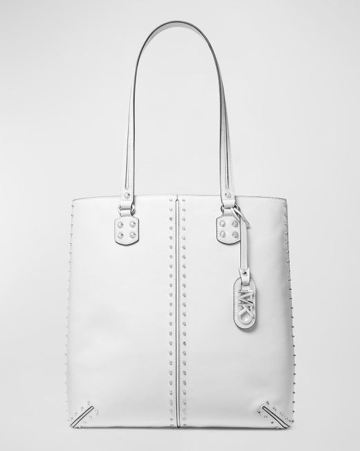 MICHAEL Michael Kors White Astor Large Studded Leather Tote Bag