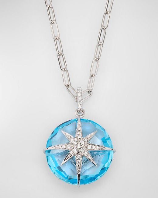 Lisa Nik Blue 18K Topaz Necklace With Diamond Star