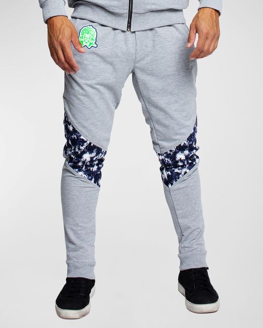 Maceoo Blue Jogger Pants With Tie-dye Knees for men