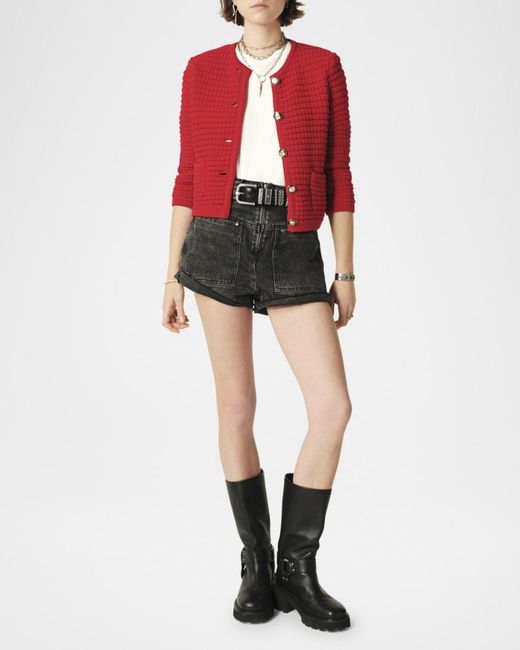 Ba&sh Red Gaspard Cardigan
