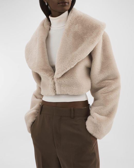Lamarque Natural Danika Cropped Faux Fur Jacket