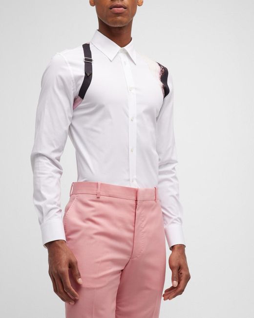 Alexander McQueen Pink Printed Harness Sport Shirt for men