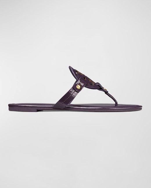 Tory Burch Brown Miller Patent Leather Sandals