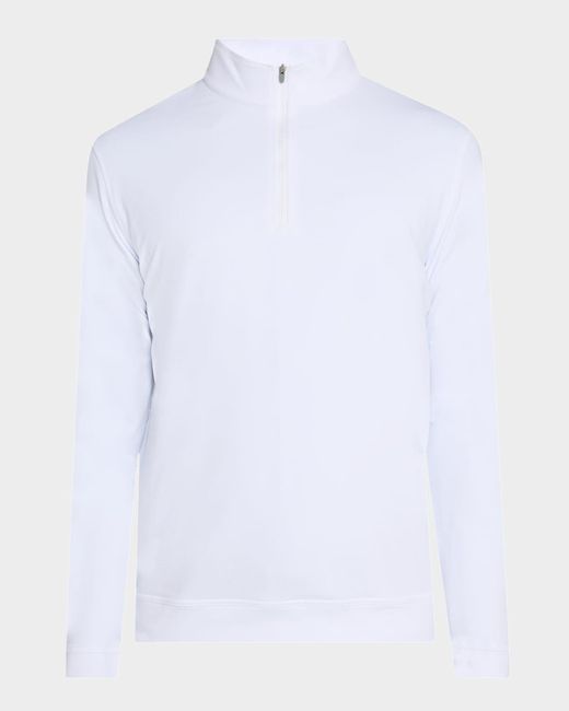 Peter Millar White Perth Crosshatch Performance Quarter-Zip Sweater for men