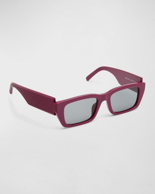 Palm Angels Brown Rectangle Asymmetric-logo Sunglasses for men